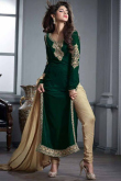 Velvet Cigarette Pant Suit In Green Color