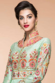 Mint Green Banglori Silk Eid Anarkali Churidar Suit