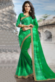 Woven Saree in Georgette Green for Daily Wear