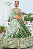 Green Georgette Sequins Embroidered Lehenga