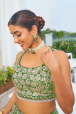 Green Georgette Sequins Embroidered Lehenga