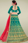 Green Lehenga Choli In Satin Fabric With Zari Work 