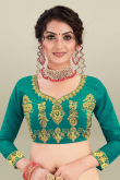 Green Lehenga Choli In Satin Fabric With Zari Work 