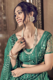 Green Net Embroidered Wedding Wear Lehenga