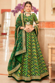 Green Printed Art Silk Lehenga Choli For Mehndi 