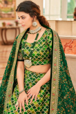 Green Printed Art Silk Lehenga Choli For Mehndi 