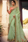 Green Silk Saree With Art silk Blouse