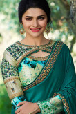 Midnight green Silk Saree With Silk Blouse