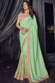 Green Silk Saree With Satin Blouse