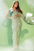 Green Sequins Embroidered Georgette Bollywood Style Saree