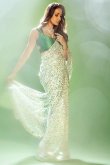 Green Sequins Embroidered Georgette Bollywood Style Saree