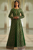 Green Silk Jacket Style Lehenga With Zari Work