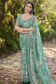 Mint Green Georgette Saree with Print Work for New Year