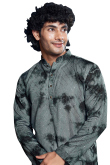 Greenish Grey Viscose Embroidered Straight Cut Men's Kurta Pajama 