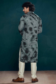 Greenish Grey Viscose Embroidered Straight Cut Men's Kurta Pajama 
