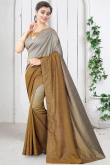 Grey And Gold Stone Work Art Silk Saree