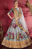 Grey Banglori Silk Lehenga with Banglori Silk Choli
