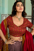 Grey Beige Chiffon Lehenga with Printed Work for Diwali 