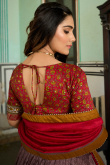 Grey Beige Chiffon Lehenga with Printed Work for Diwali 