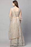 Grey Beige Net Dori Embroidered Lehenga
