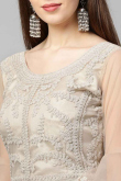 Grey Beige Net Dori Embroidered Lehenga