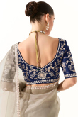 Grey Beige Organza Saree With Sequins Work For Diwali