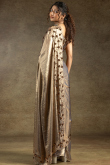 Grey Beige Tissue Silk Saree With Sequins Work For Diwali