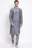 Grey Dupion Silk Men kurta Churidar