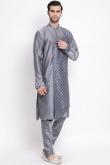 Grey Dupion Silk Men kurta Churidar