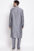Grey Dupion Silk Men kurta Churidar