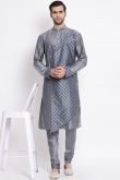 Grey Dupion Silk Men kurta Churidar