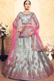 Grey Satin Lehenga With Satin Choli