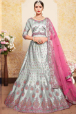Grey Satin Lehenga With Satin Choli