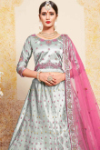 Grey Satin Lehenga With Satin Choli