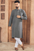 Grey Lurex Thread Weaved Viscose Men's Kurta Pajama 