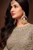 Grey Net Indian Wear Floor Length Soft Net Anarkali Suit for Wedding & Party