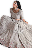 Grey Net Sequins Embroidered Wedding Lehenga