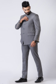 Grey Plain Polyester Jodhpuri Style Men's Coat Pant