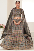 Grey Silk Printed Lehenga