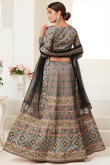 Grey Silk Printed Lehenga