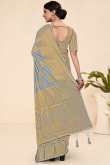 Grey Weaved Zari Viscose Broad Border Saree