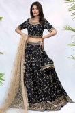 Hand Work Embroidered Black Lehenga