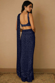 Heavy Net Saree in Navy Blue With Sequins Embroidery 