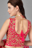 Coral Red Net Embroidered Lehenga