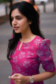 Hot Pink Organza Printed Ready to Wear Straight Cut Kurti