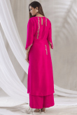 Hot Pink Sequins Embroidered Soft Silk Palazzo Suit for Wedding & Party