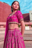 Hot Pink Silk Dori Embroidered Panelled Style Lehenga