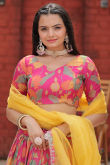 Hot Pink Viscose Printed Flared Style Lehenga 