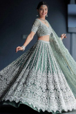 Teal Green Net Embroidered Lehenga for Wedding & Party