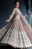 Mauve Taupe Net A Line Lehenga for Wedding & Party